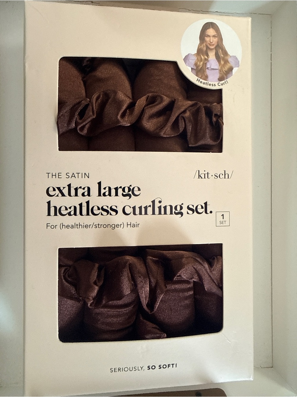 Kitsch Satin Heatless Curling Rod Set - Chocolate Brown